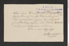 k.k. naturhistorisches Hofmuseum, Intendanzakten 1885-1896 (Hauer), Aktenzahl Z.574/1891, Seite 1